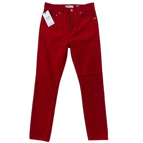 NWT RE/DONE Originals High Rise Ankle Crop Stretch‎ Red Velvet Pants Sz 26 - Picture 1 of 6